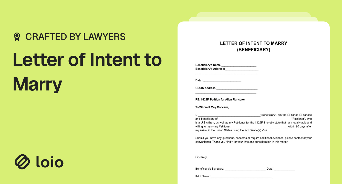 Letter of Intent to Marry Preview