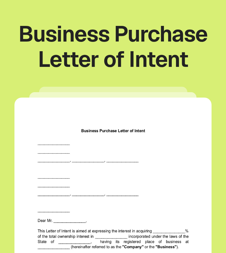 Business Purchase Letter of Intent Preview