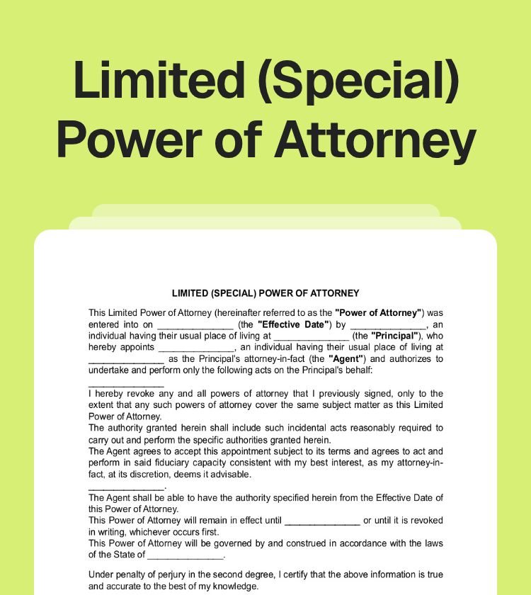 Limited (Special) Power of Attorney Preview