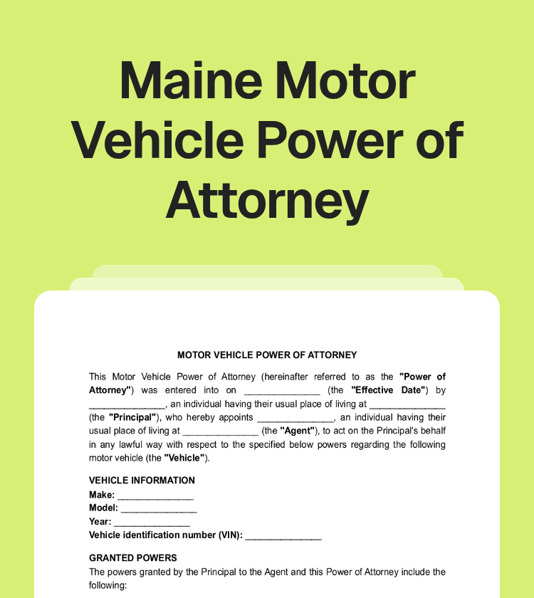 Maine Motor Vehicle Power of Attorney Preview