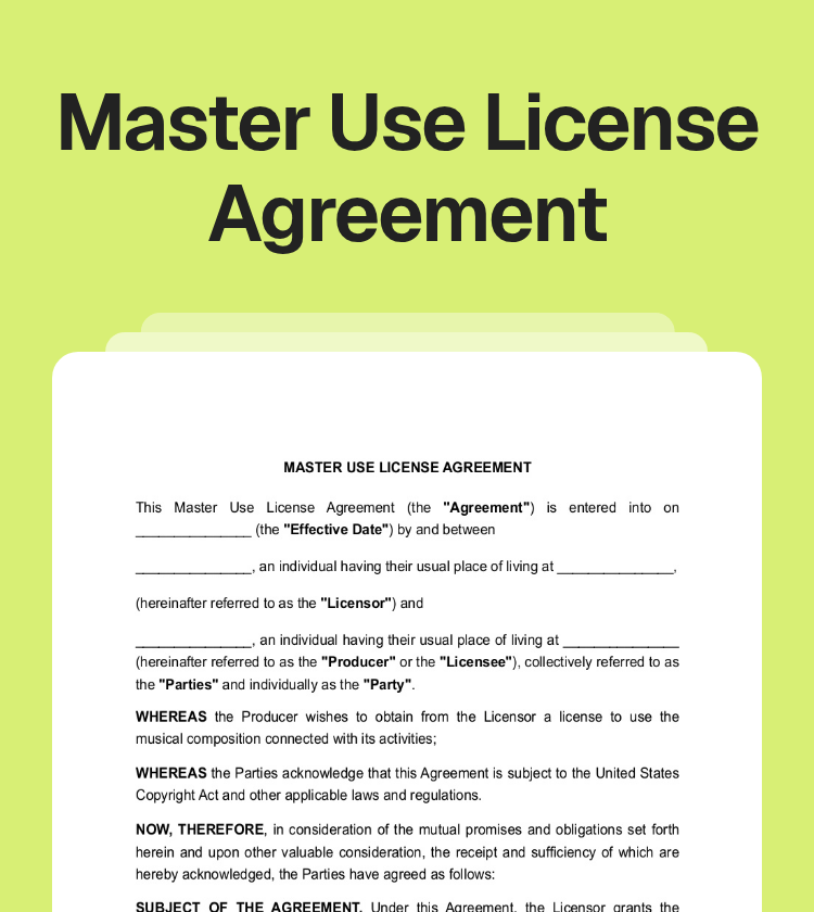Master Use License Agreement Preview