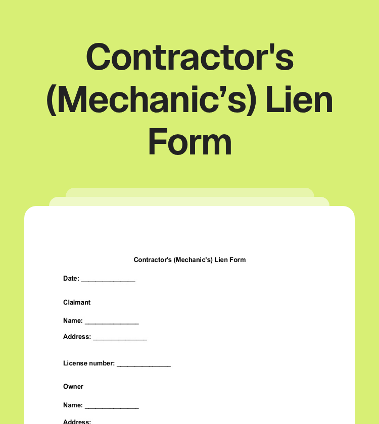 Contractor's (Mechanic’s) Lien Form Preview