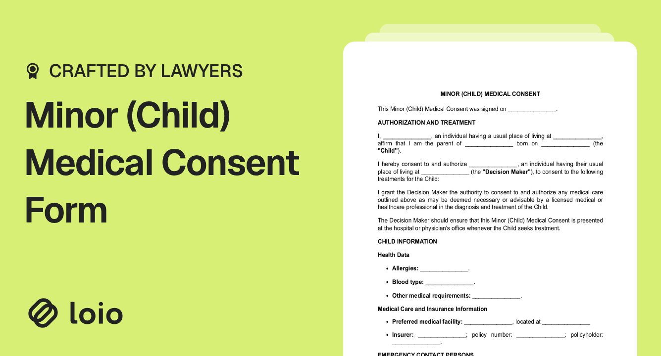 Minor (Child) Medical Consent Form Preview