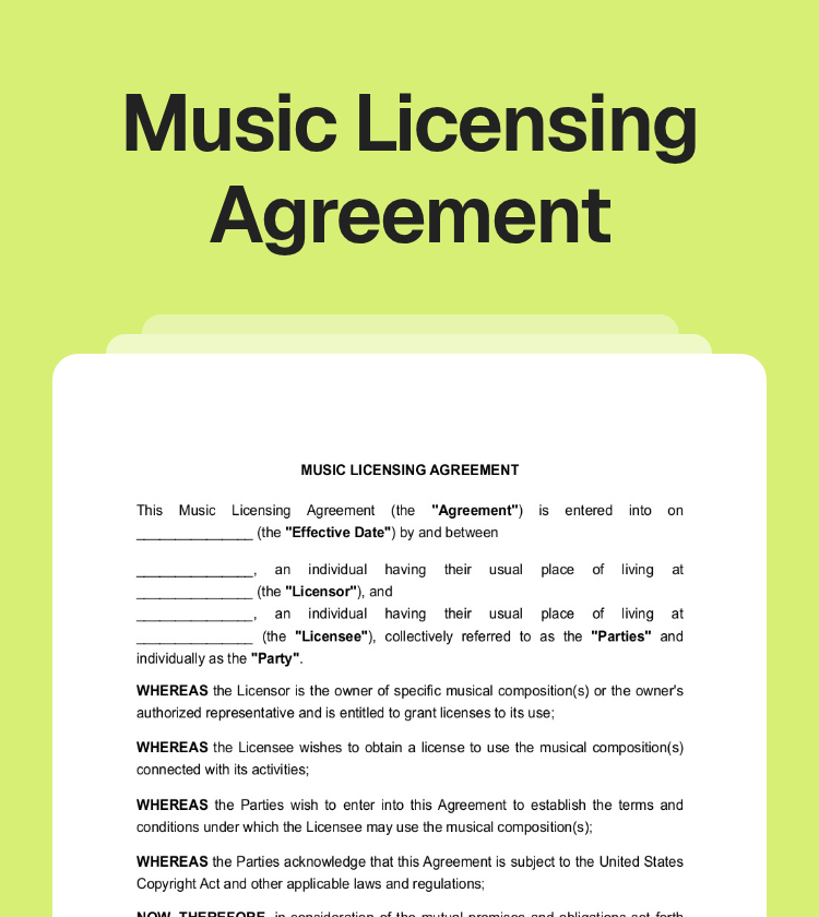 Music Licensing Agreement Preview