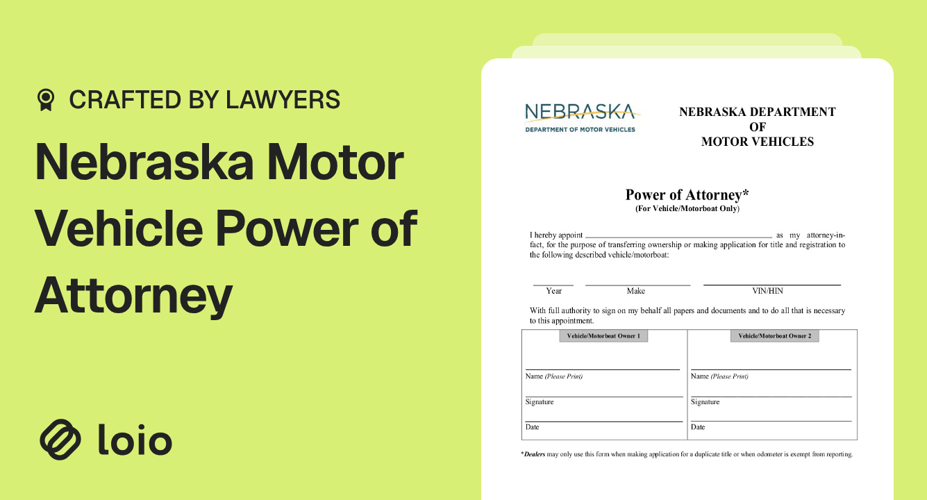 Nebraska Motor Vehicle Power of Attorney Preview