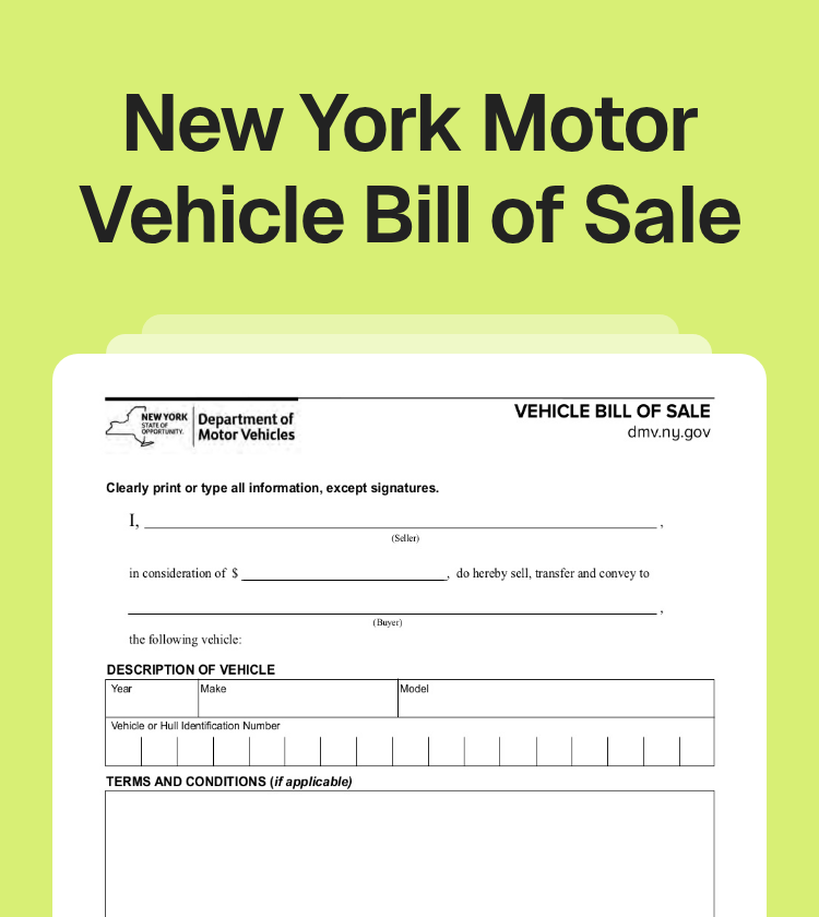 New York Motor Vehicle Bill of Sale Preview