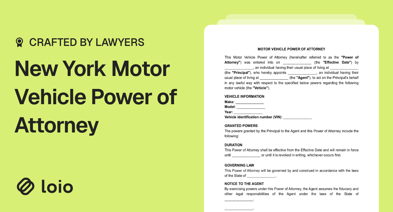 New York Motor Vehicle Power of Attorney Preview