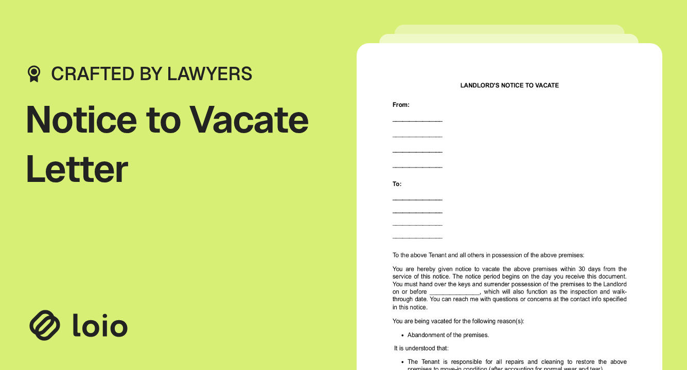 Notice to Vacate Letter Preview