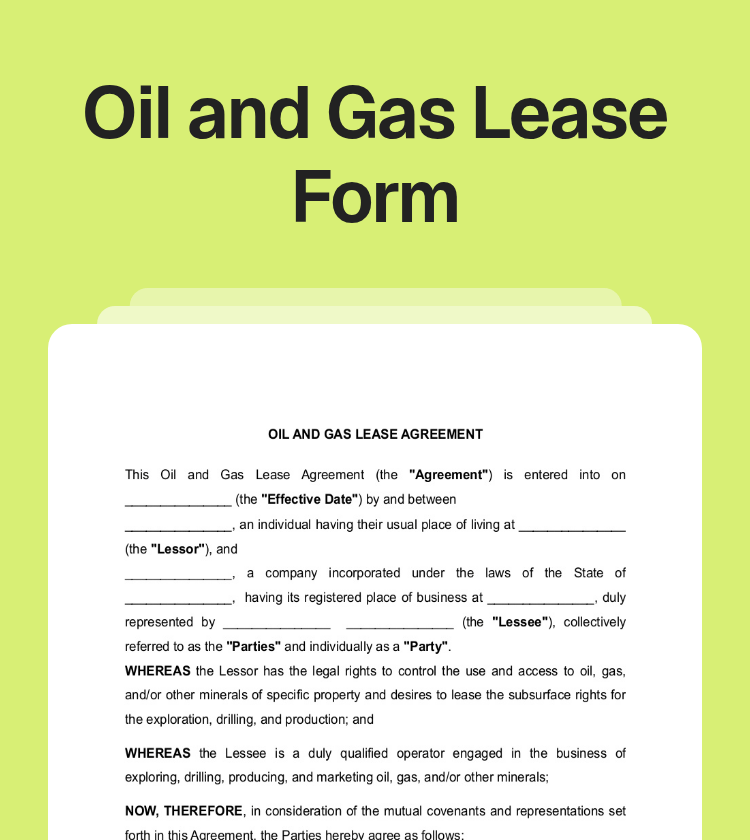 Oil and Gas Lease Form Preview