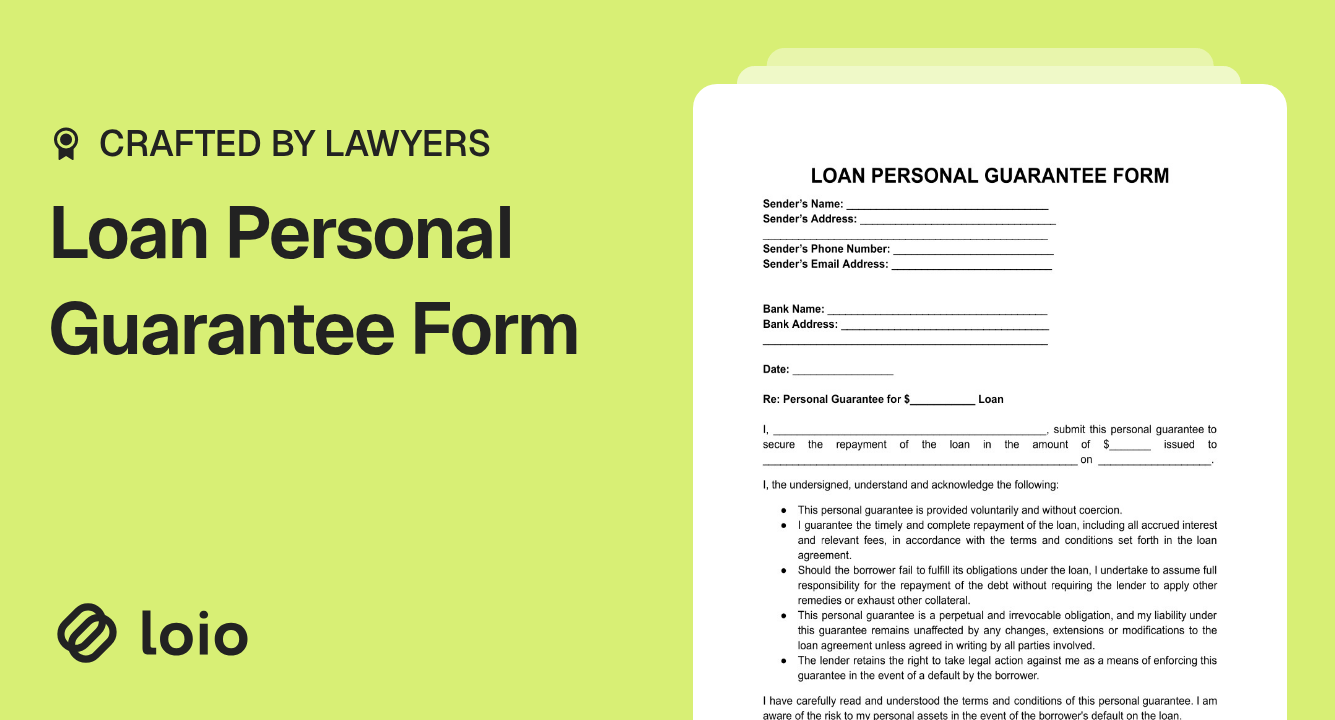 Loan Personal Guarantee Form Preview