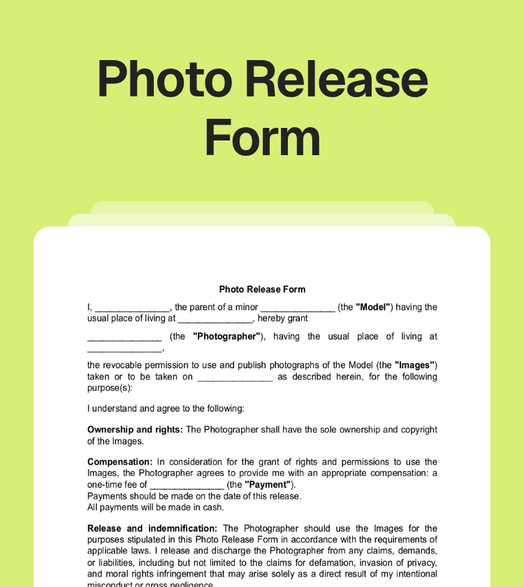 Photo Release Form Preview