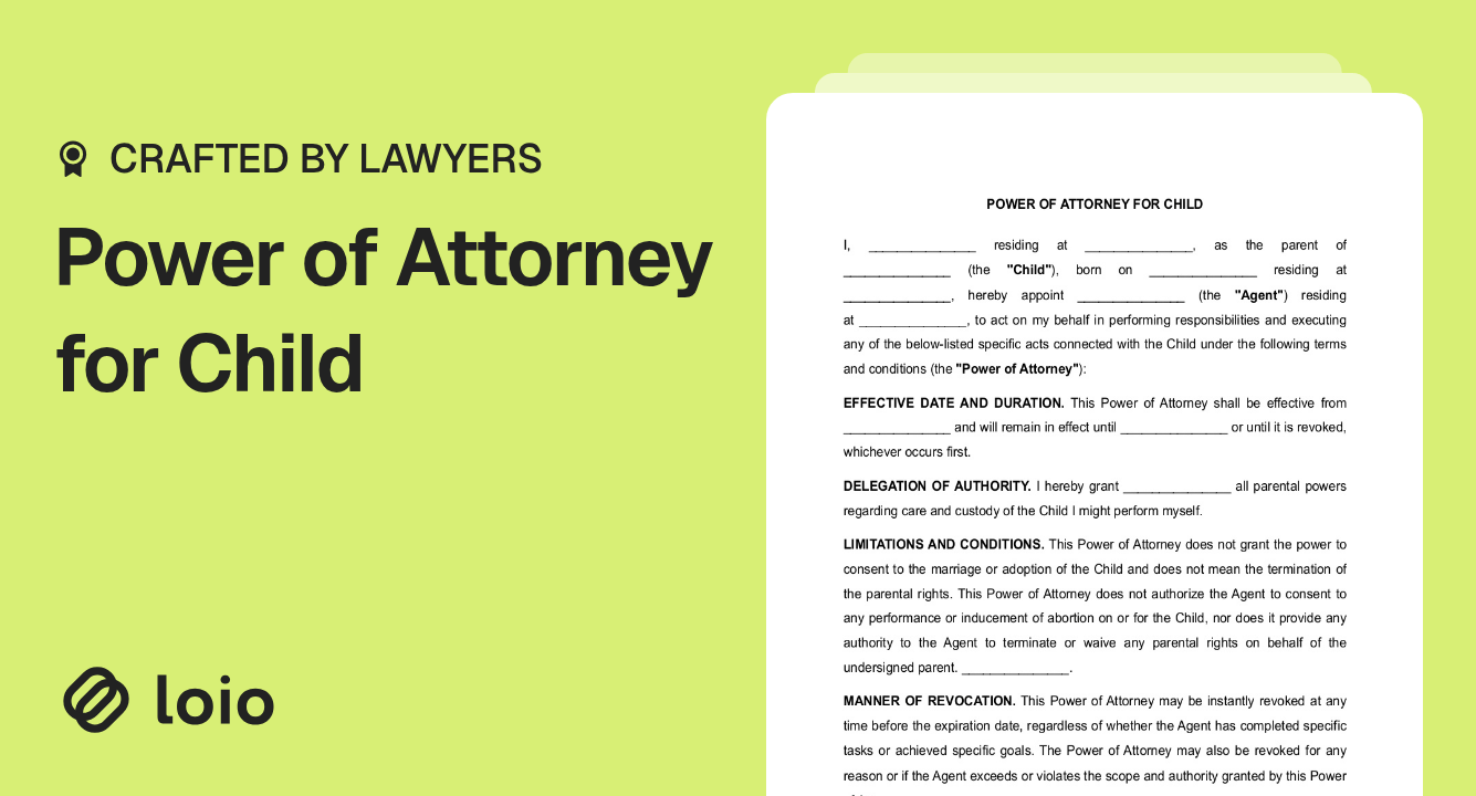 Power of Attorney for Child Preview