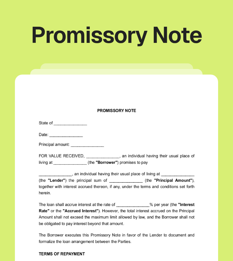 Promissory Note Preview
