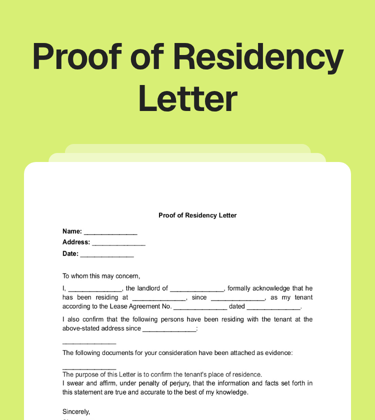 Proof of Residency Letter Preview