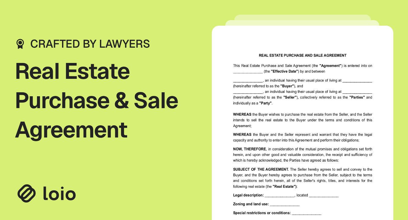 Real Estate Purchase & Sale Agreement Preview