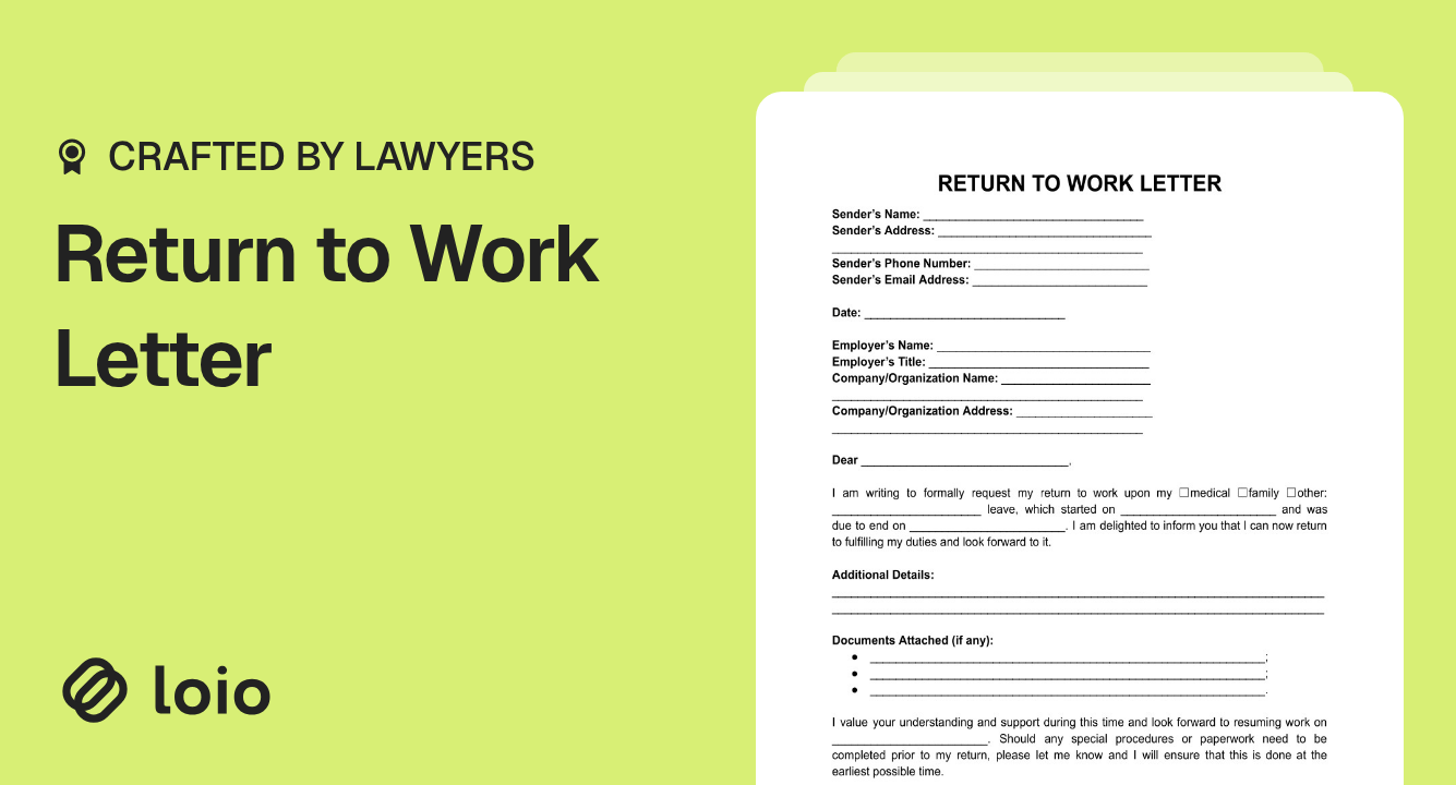 Return to Work Letter Preview