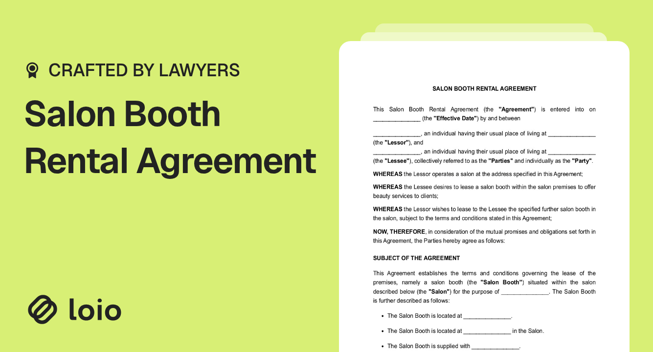 Salon Booth Rental Agreement Preview