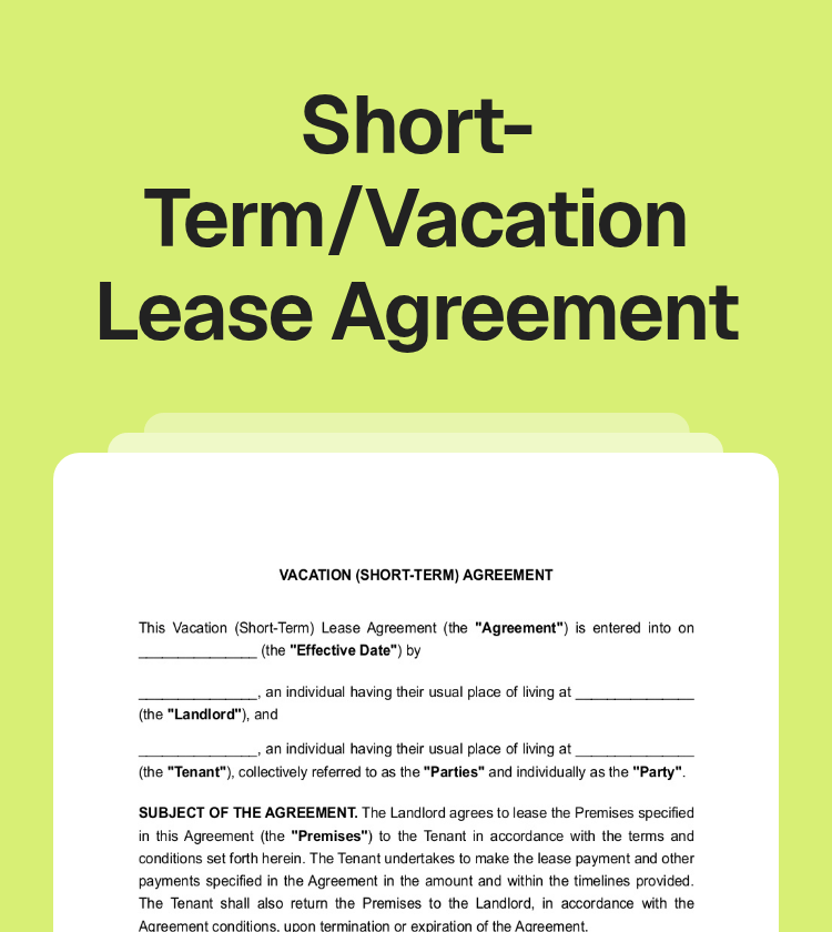 Short-Term/Vacation Lease Agreement Preview