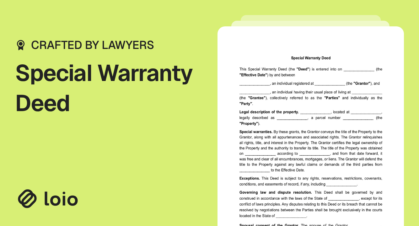 Special Warranty Deed Preview