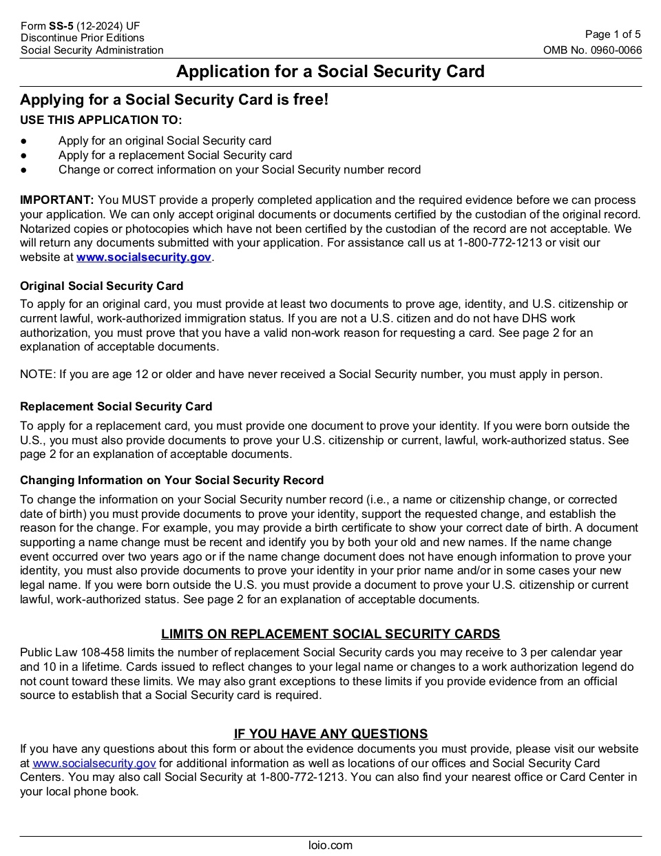 Form SS-5 Page 1