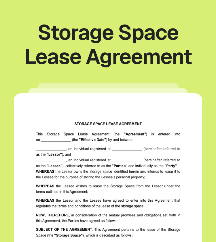 Storage Space Lease Agreement Preview