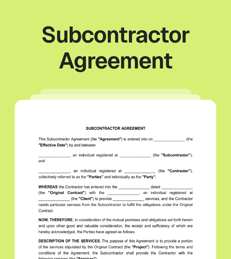 Subcontractor Agreement Preview