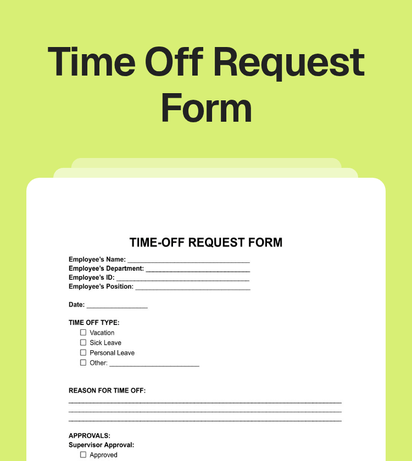 Time Off Request Form Template
