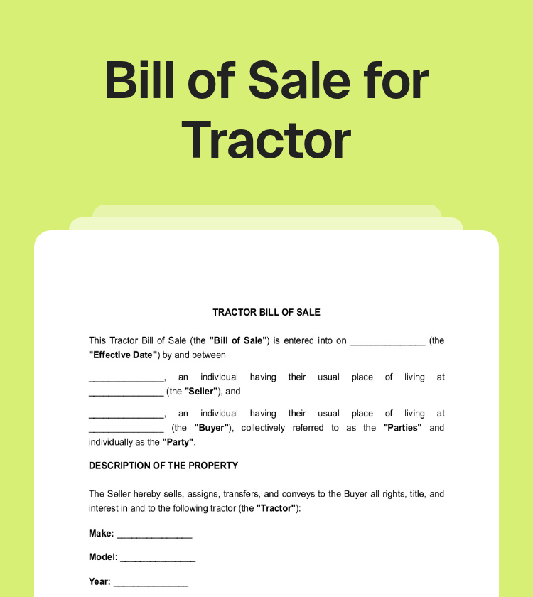 Bill of Sale for Tractor Preview