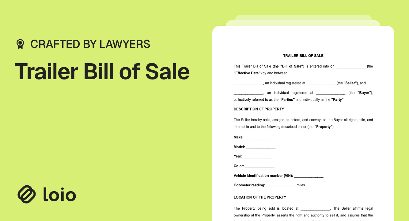 Trailer Bill of Sale Preview