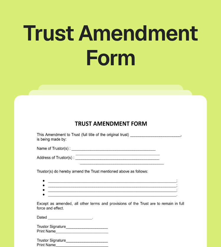 Trust Amendment Form Preview