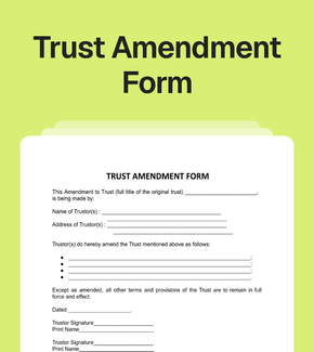 Trust Amendment Form - Easily Modify Your Living Trust