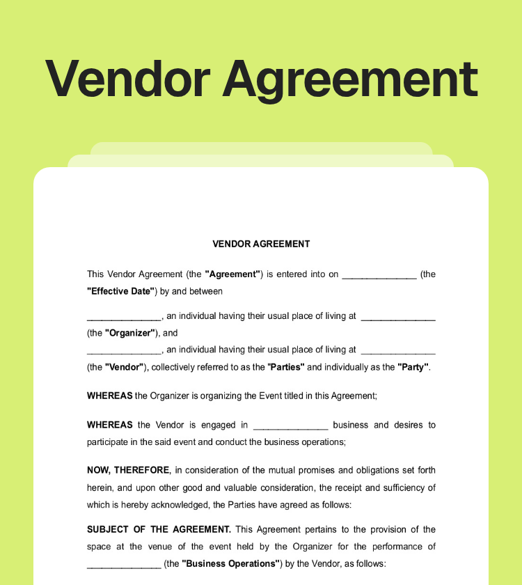 Vendor Agreement Preview