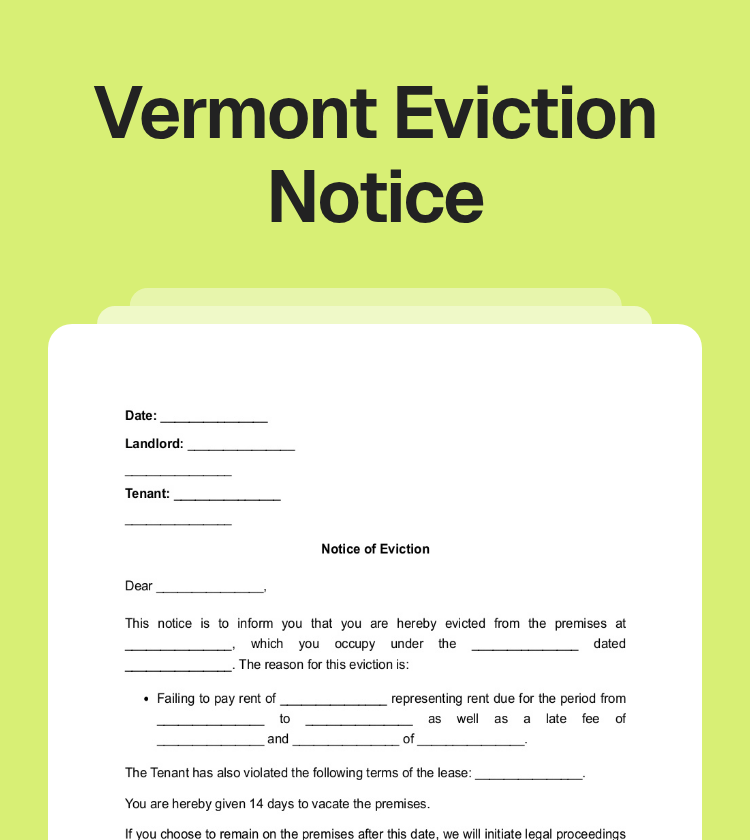 Vermont Eviction Notice Preview