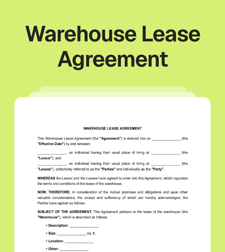 Warehouse Lease Agreement Preview