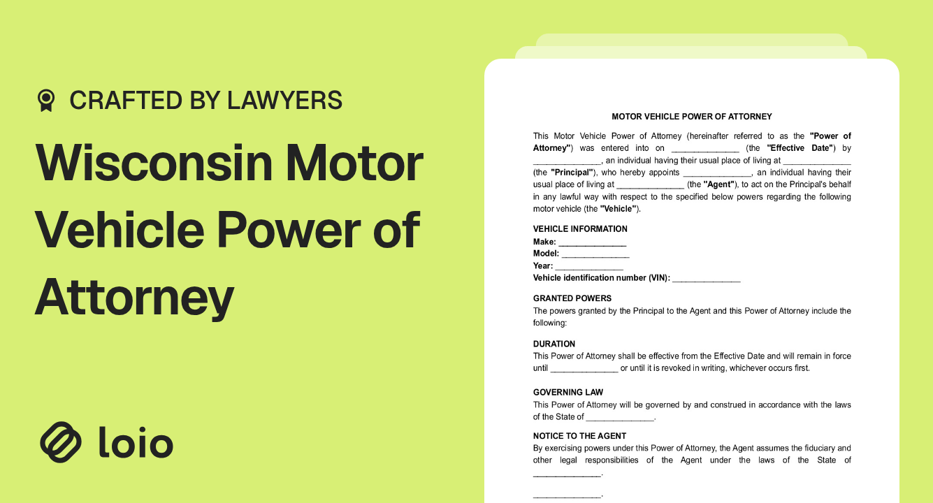Wisconsin Motor Vehicle Power of Attorney Preview