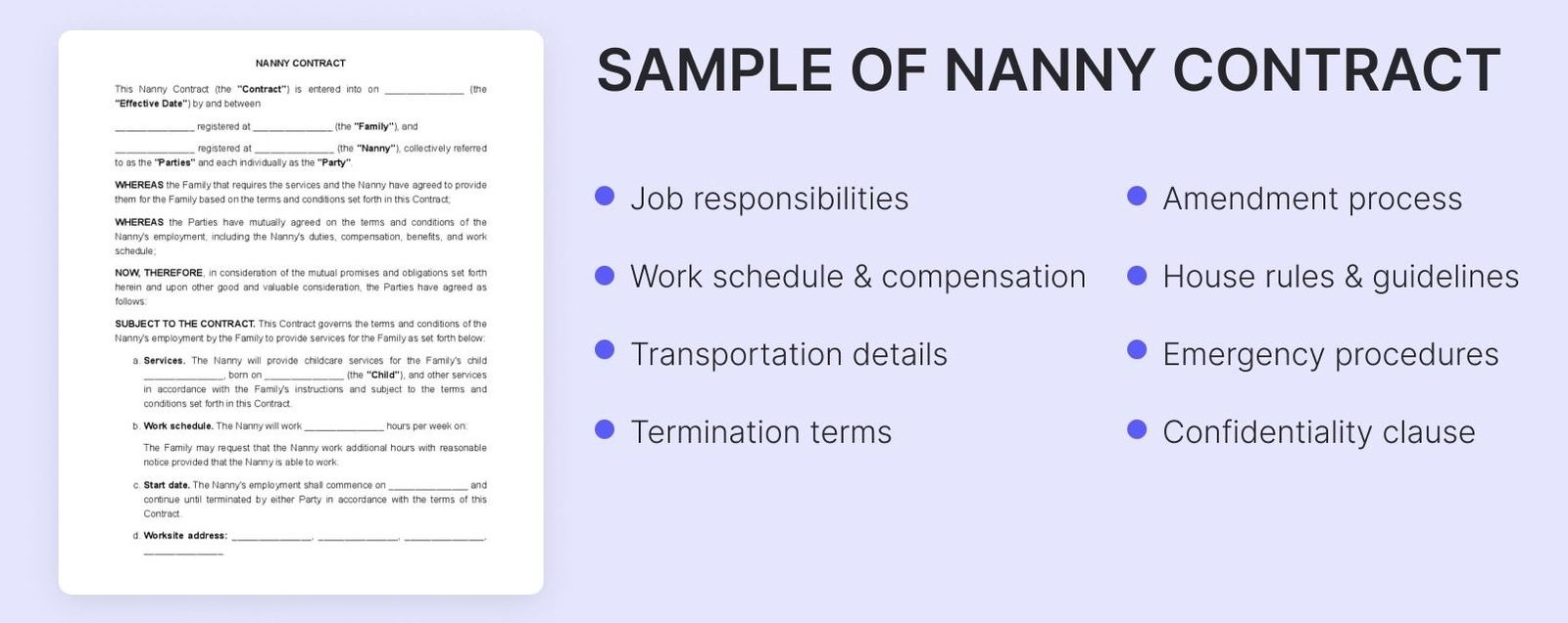 Sample of a nanny contract