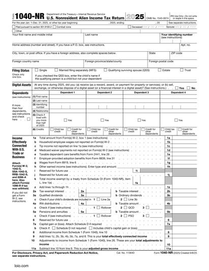 Form 1040-NR Preview