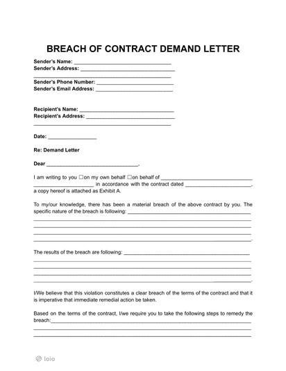 Breach of Contract Demand Letter Preview