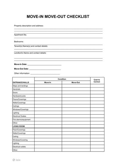 Move-In/Move-Out Checklist Preview