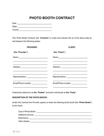 Photo Booth Contract Preview