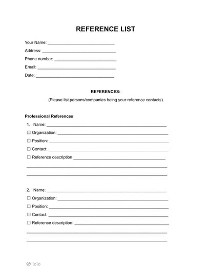 Reference List Preview