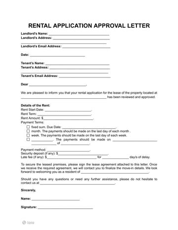 Rental Application Approval Letter