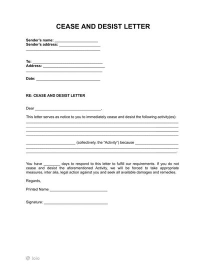 Cease and Desist Letter Preview