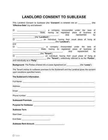 Landlord Consent to Sublease
