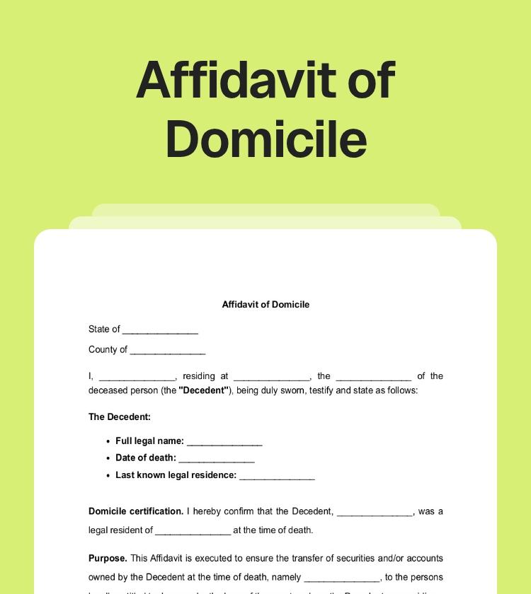 Affidavit of Domicile Preview Affidavit of Domicile Preview