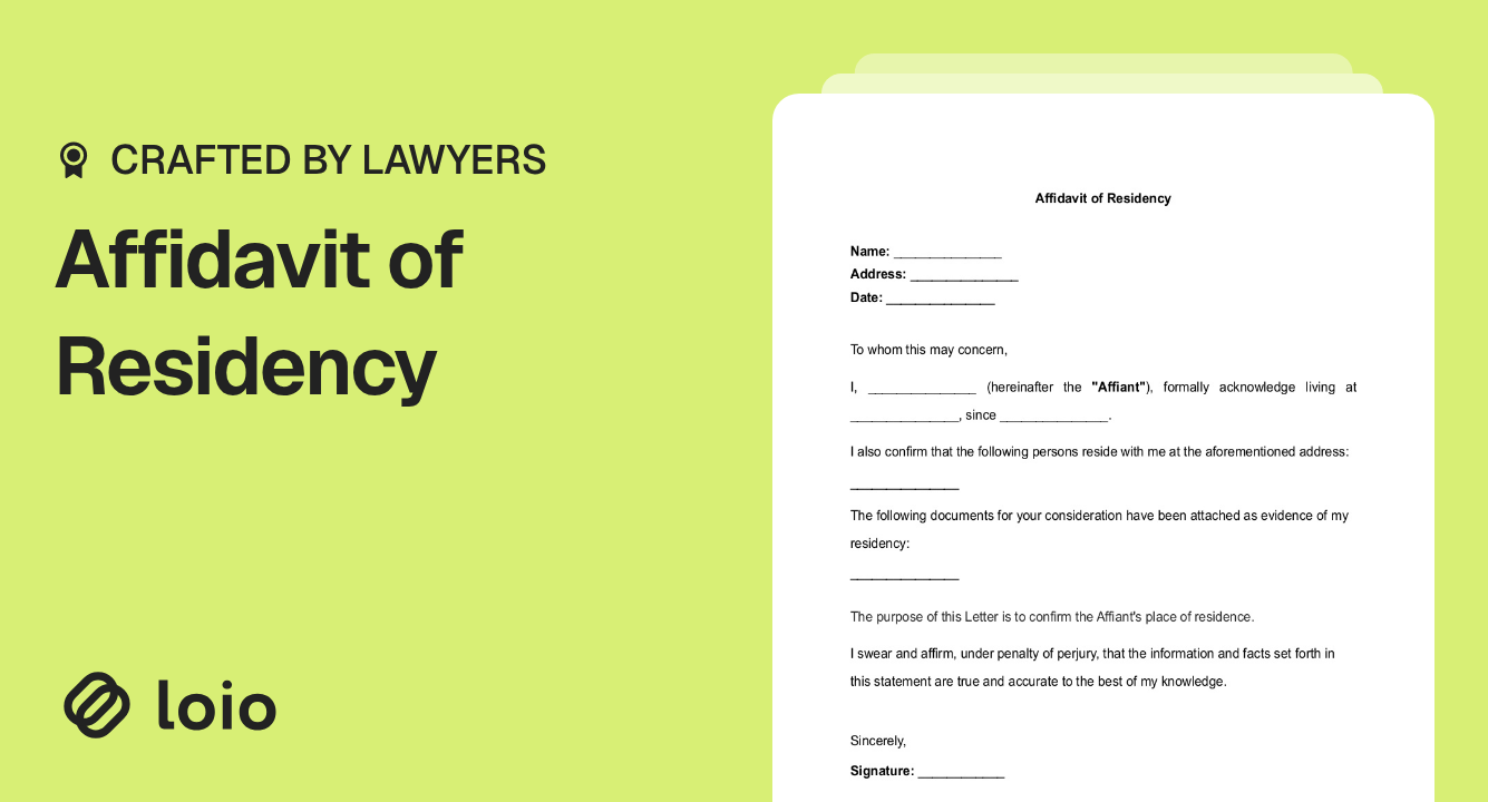 Affidavit of Residency Preview Affidavit of Residency Preview