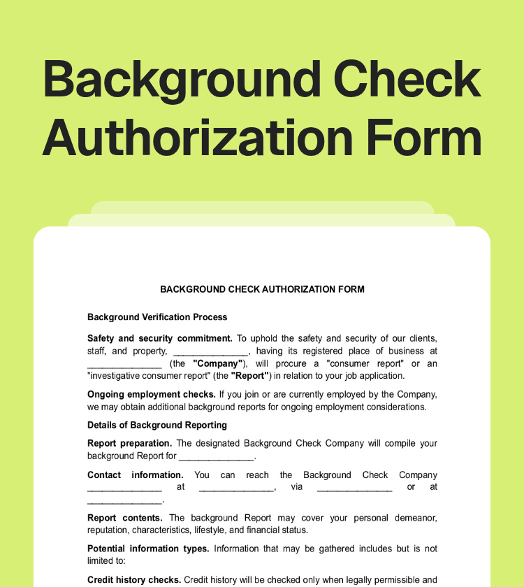Background Check Authorization Form Preview Background Check Authorization Form Preview