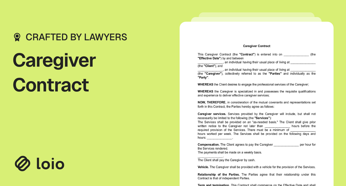 Caregiver Contract Preview Caregiver Contract Preview