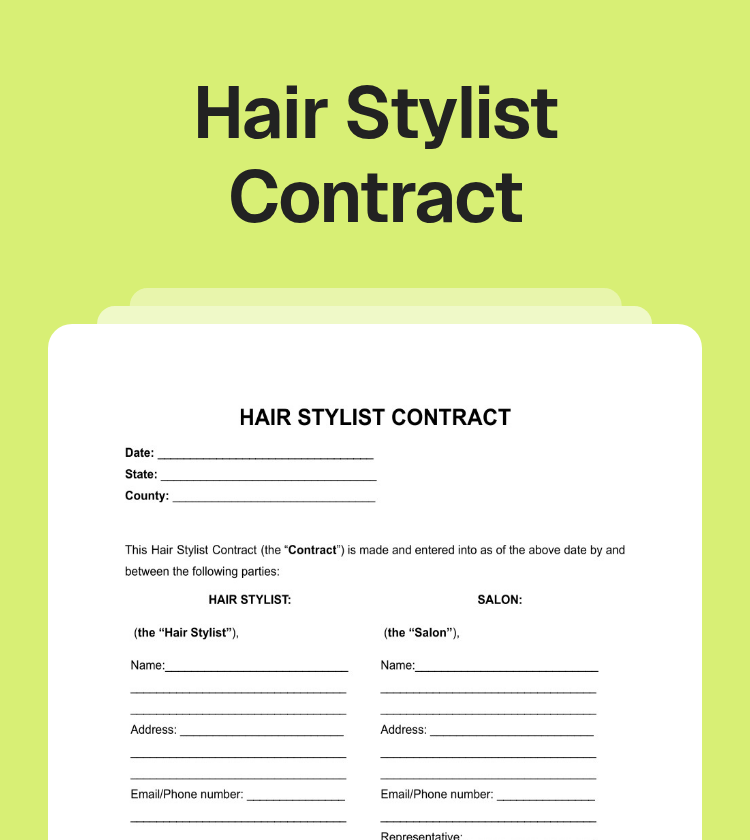 Hair Stylist Contract Preview Hair Stylist Contract Preview