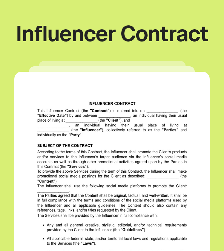 Influencer Contract Preview Influencer Contract Preview